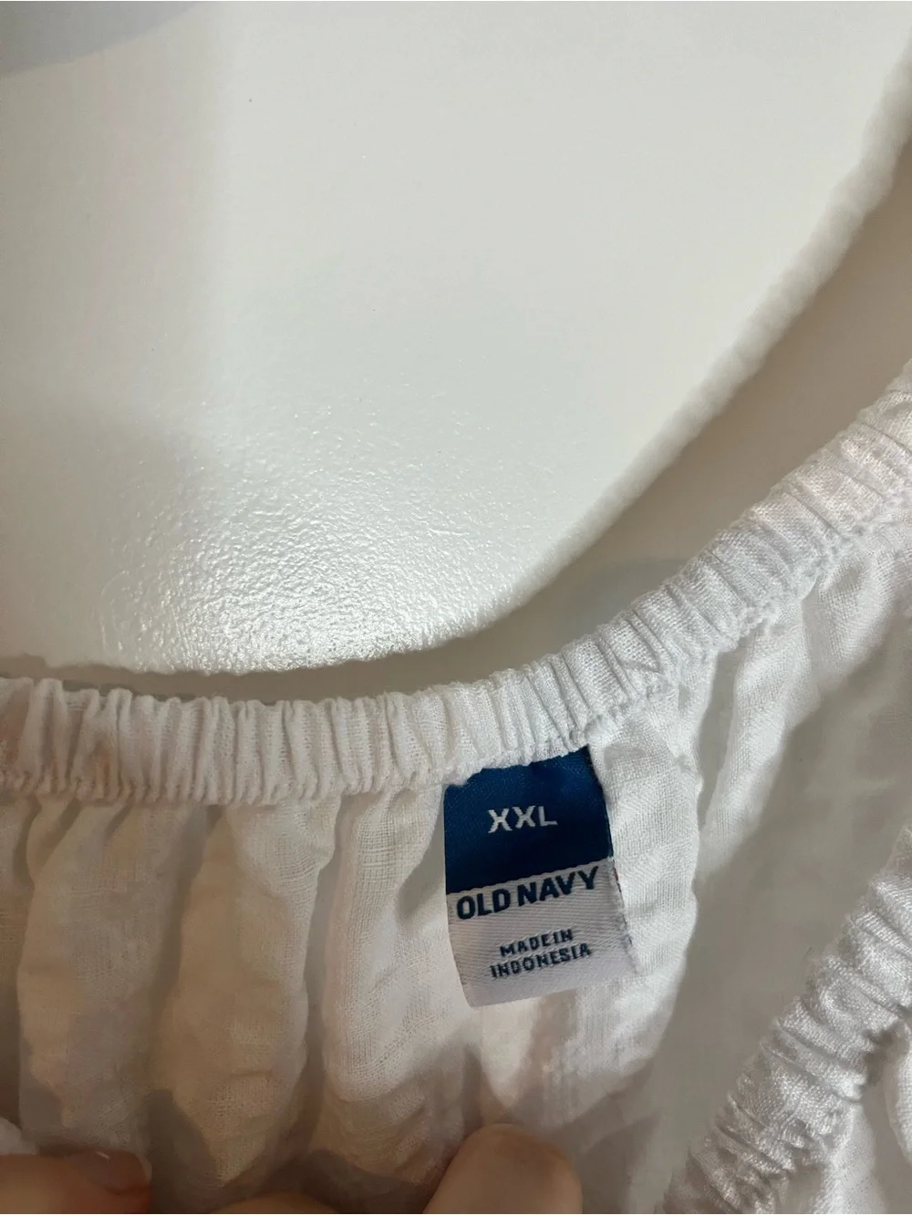 Old Navy Puff-Sleeve Seersucker Babydoll Swing Blouse Square Neck Elastic Sz XXL